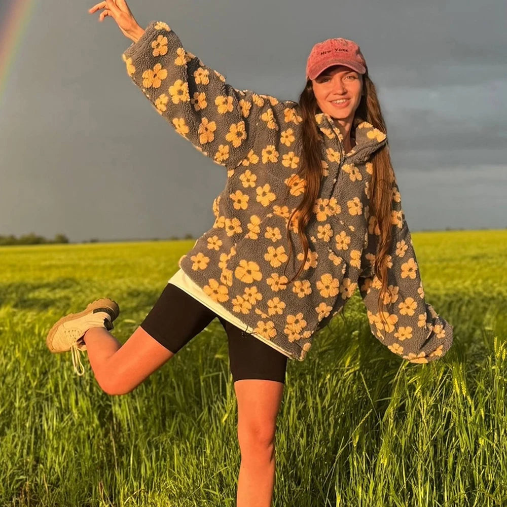 Pull oversize en maille zippé