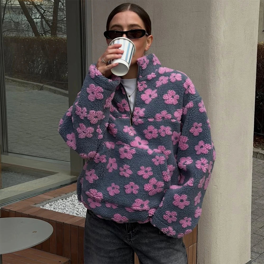 Pull oversize en maille zippé