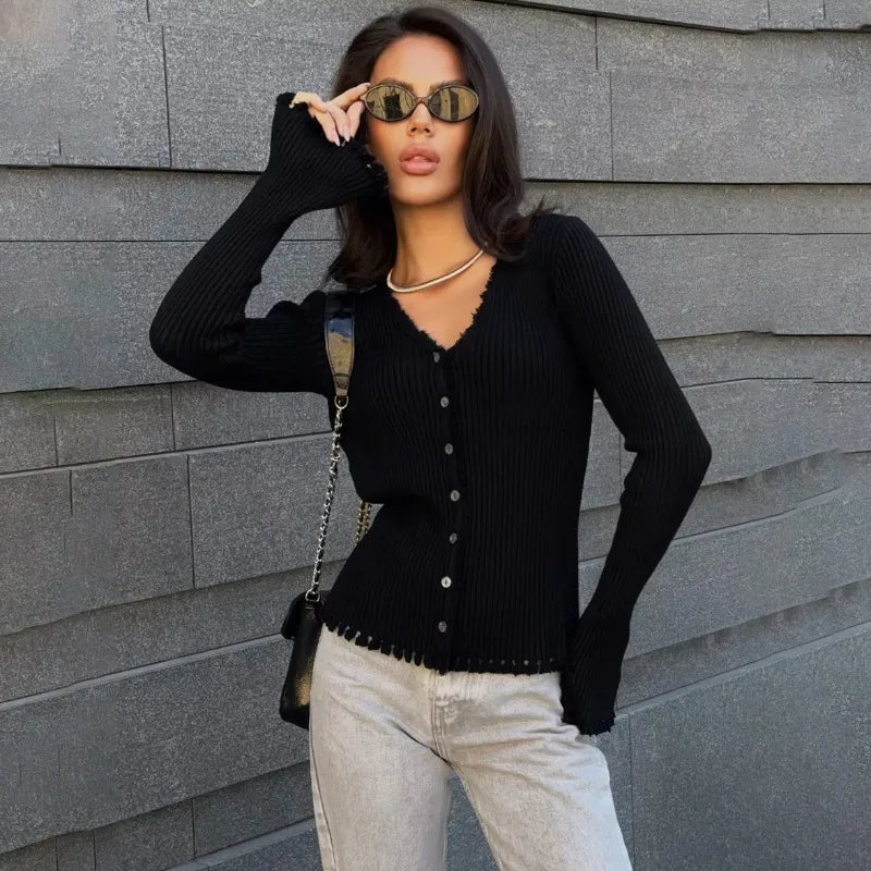 Gilet boutonné à encolure en V Zora