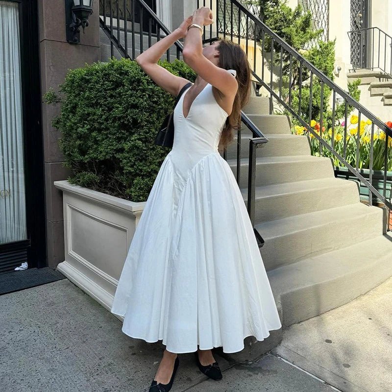 Robe longue à décolleté plongeant Kristy