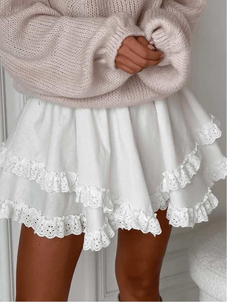 Kyrie Ruffled Trim Layered Mini Skirt