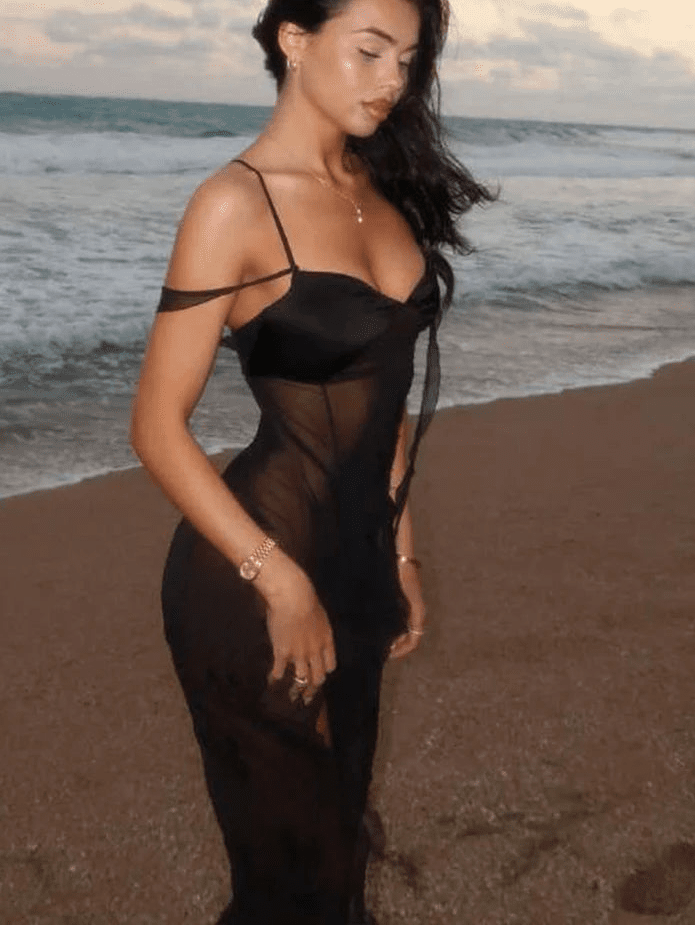 Robe longue à bretelles en maille Laila