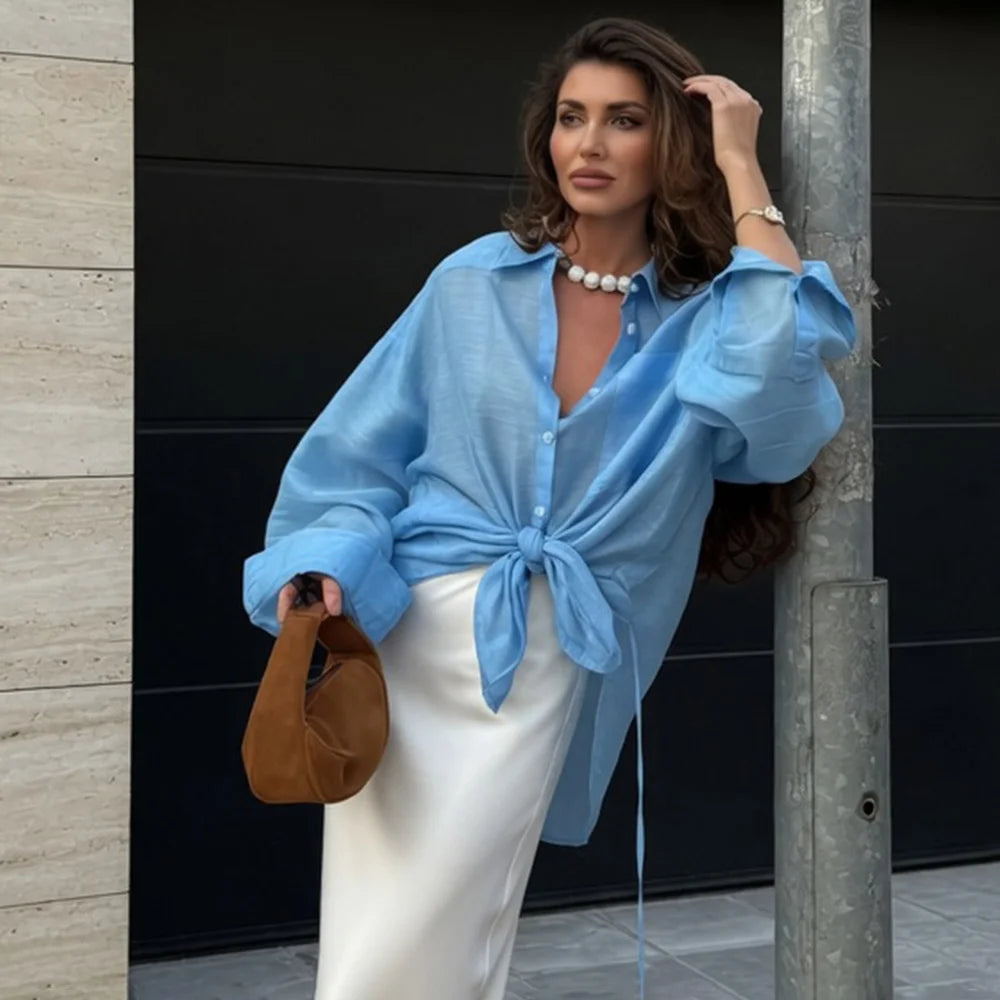 Top oversize à revers