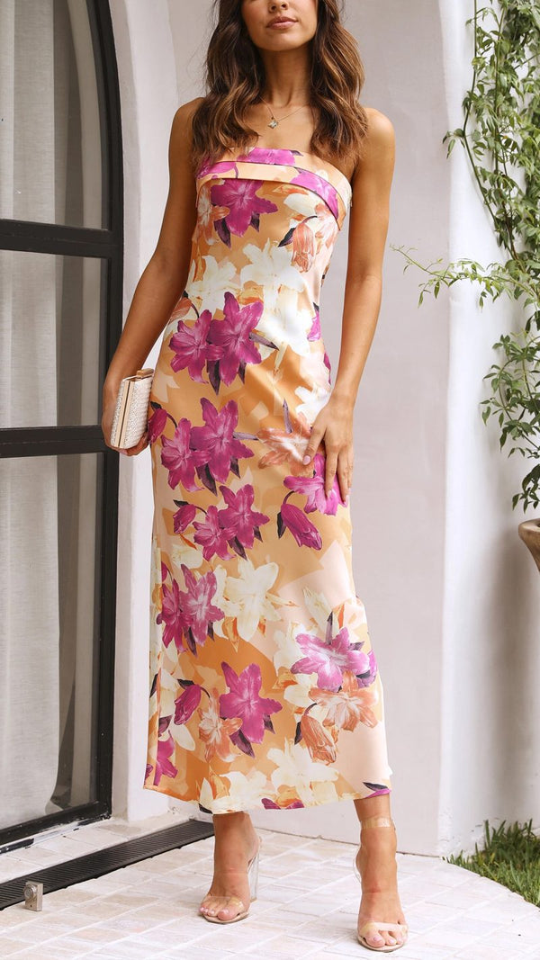 Laura Floral Strapless Maxi Dress