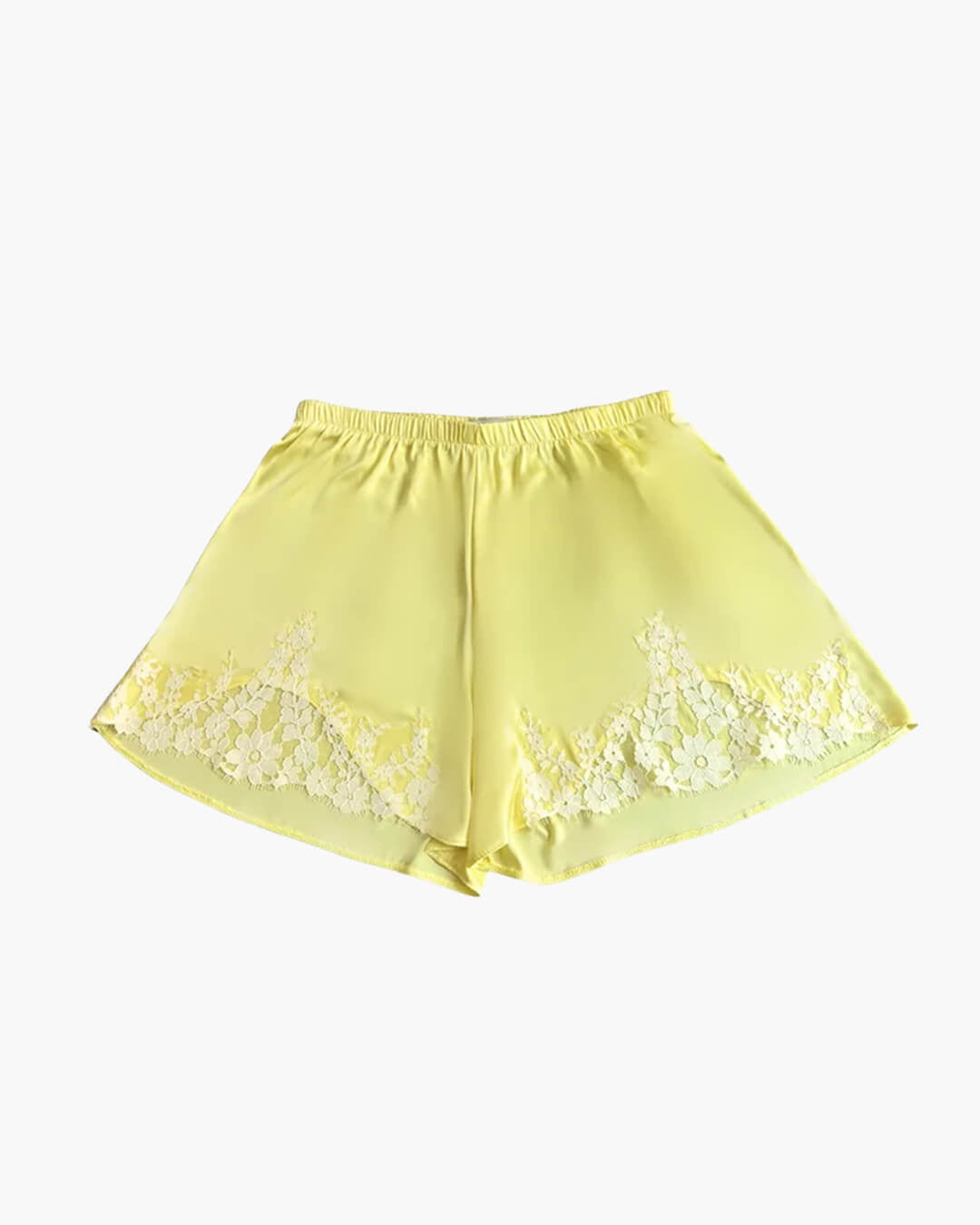 Short satiné Laura à empiècements en dentelle