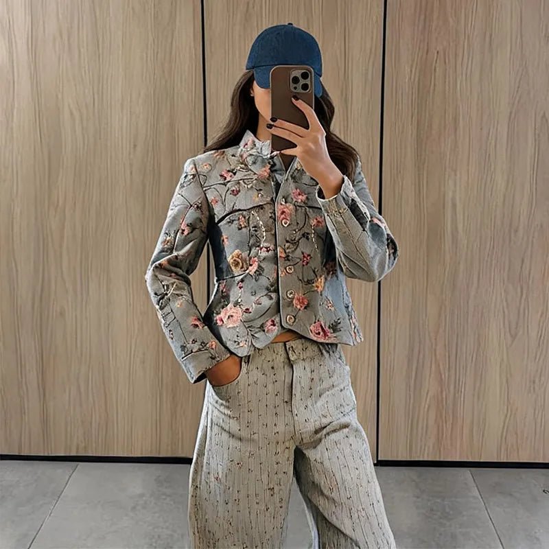 Laura Vintage Jacquard Cropped Jacket