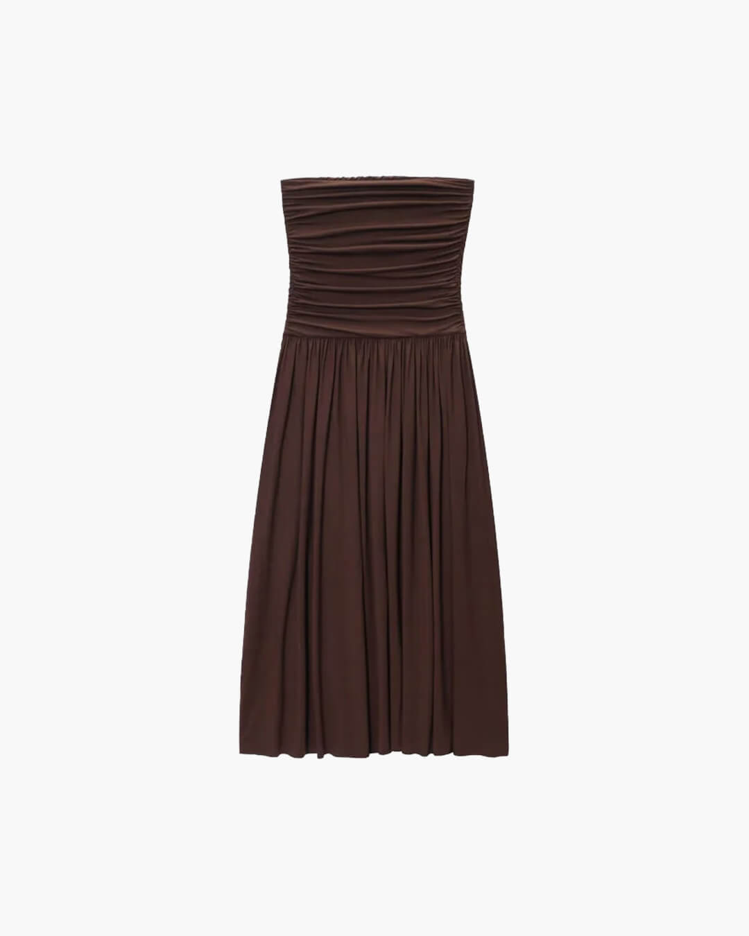 Robe longue Lauren sans bretelles et froncée