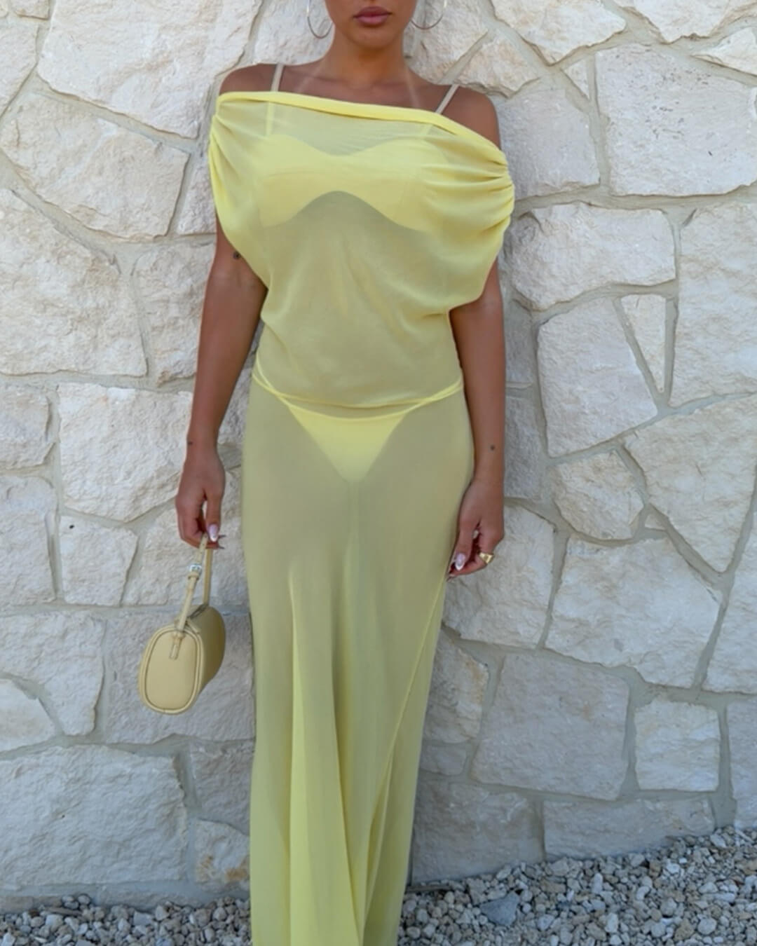 Robe longue en maille dos nu Leah
