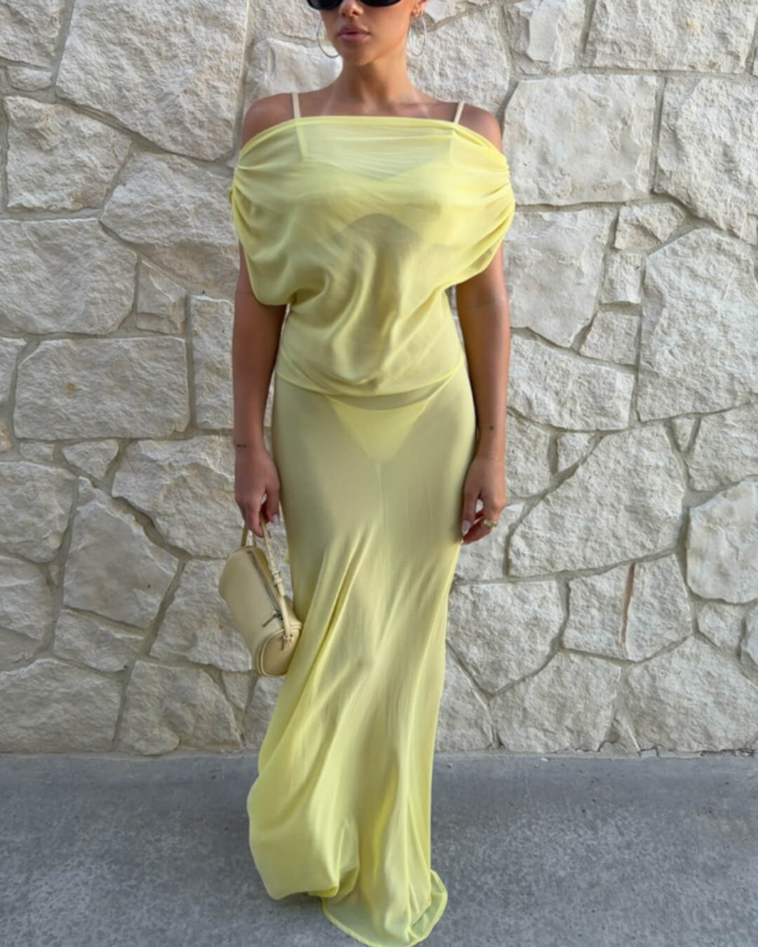 Robe longue en maille dos nu Leah