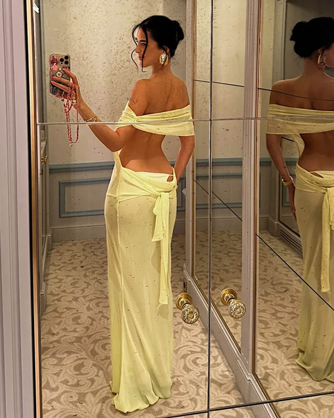 Robe longue en maille dos nu Leah