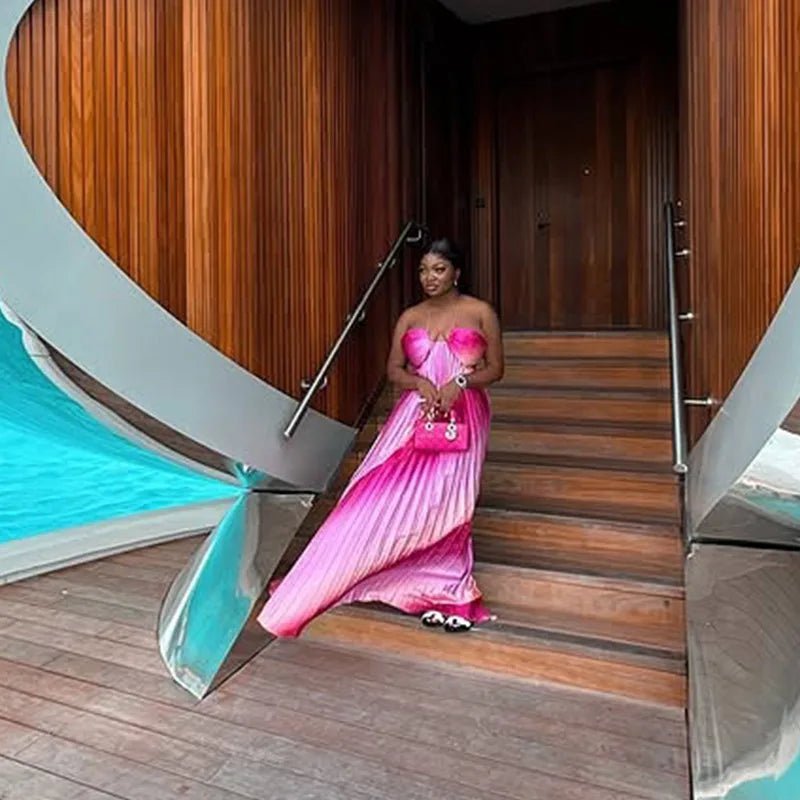 Lena Ombre Pleated Structured Maxi Dress
