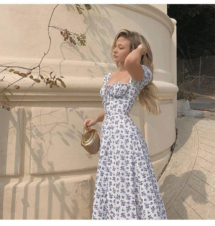 Robe midi Lena à manches bouffantes et motif floral