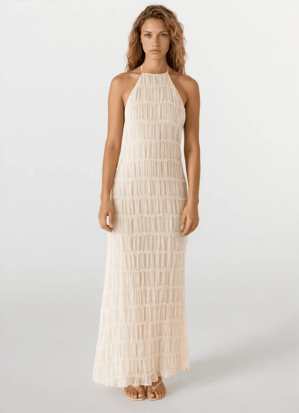 Robe longue Leslie dos nu à texture sculptée