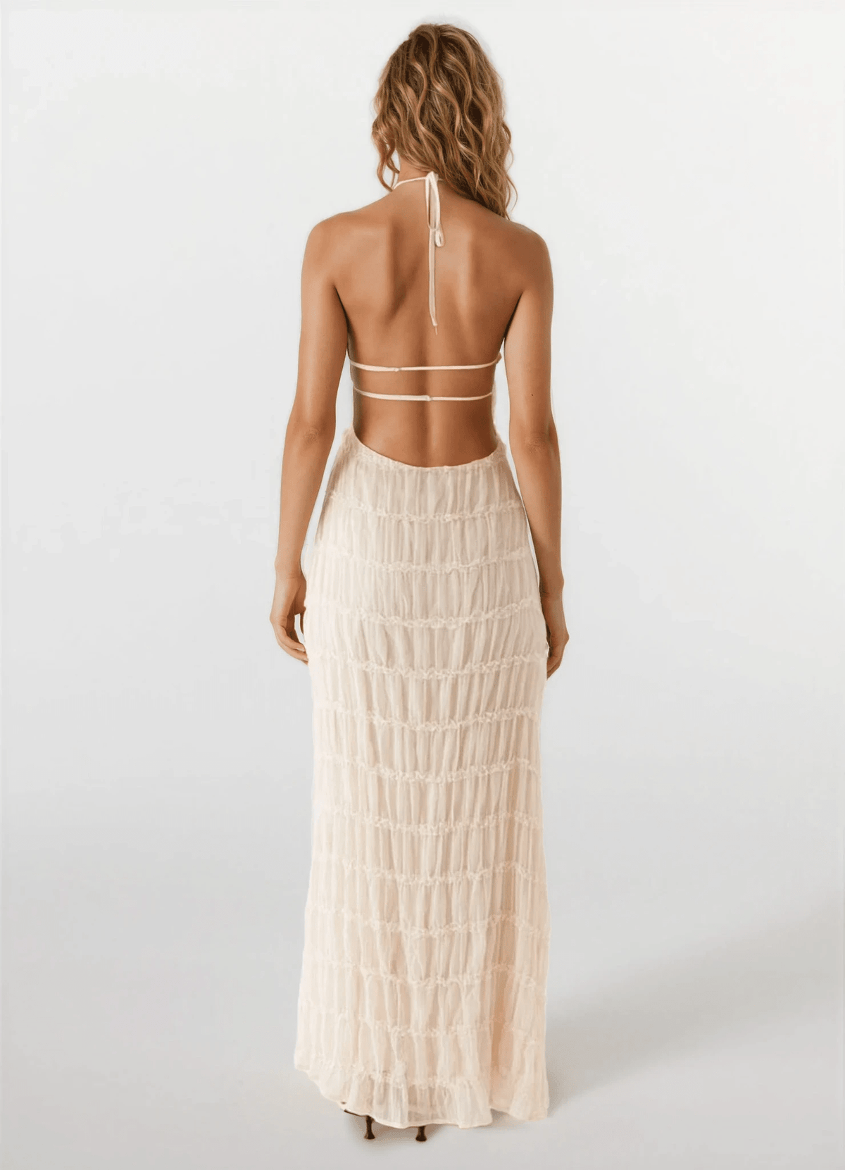 Robe longue Leslie dos nu à texture sculptée