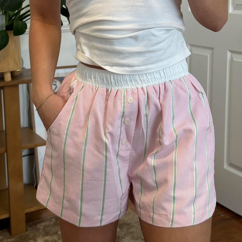 Short boxer rayé en popeline Liesel