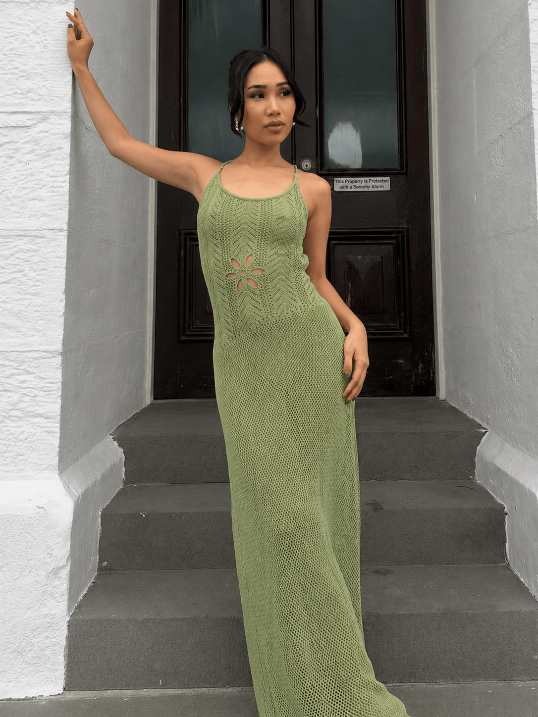 Robe longue en maille ajourée Lilith