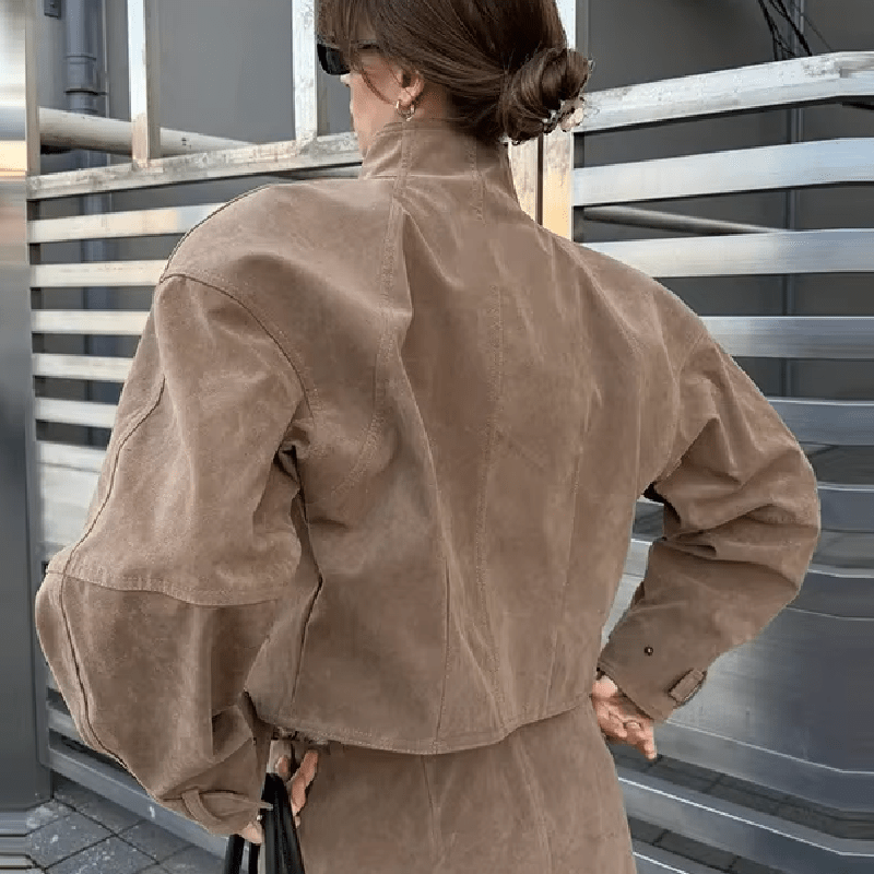 Veste zippée en faux daim Linda