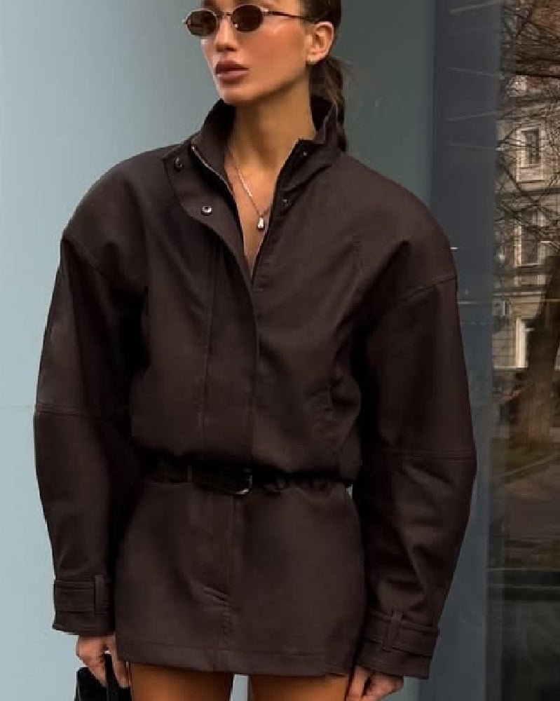 Veste zippée en faux daim Linda