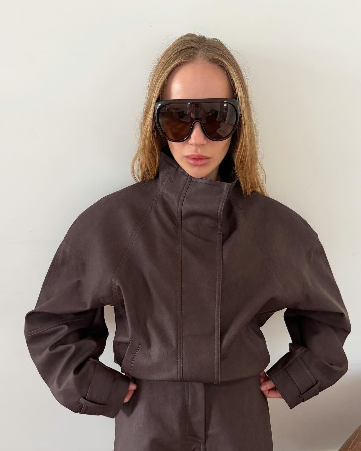 Veste zippée en faux daim Linda