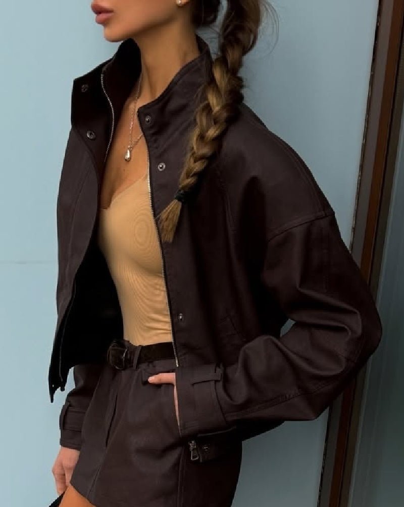 Veste zippée en faux daim Linda
