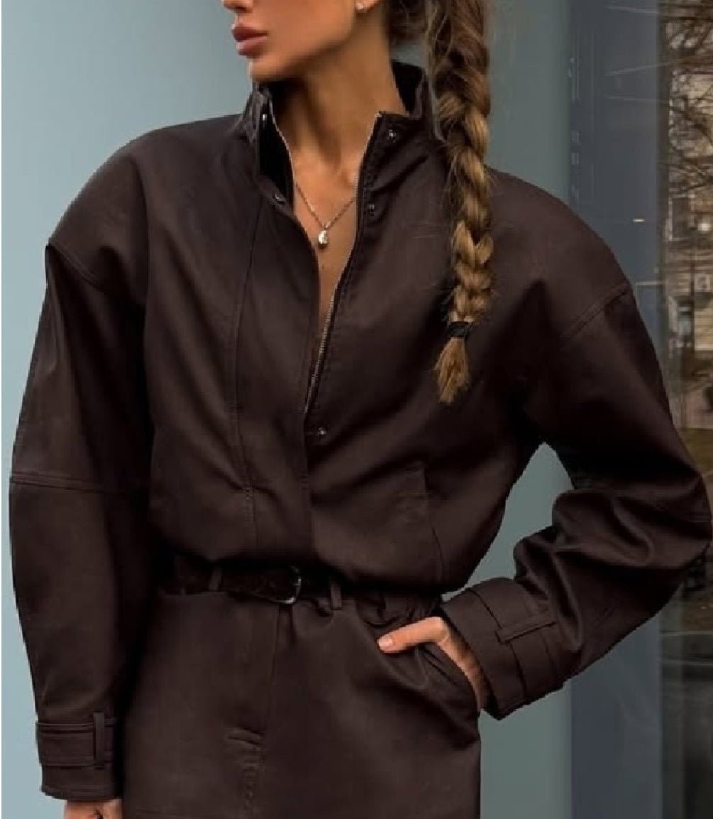 Veste zippée en faux daim Linda