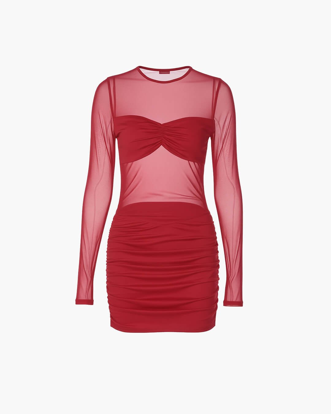 Robe courte froncée Lindy en résille transparente