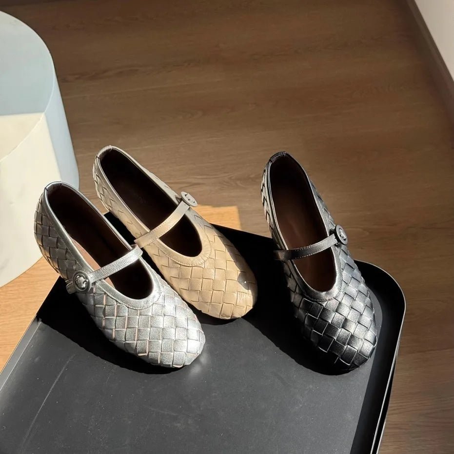 Chaussures plates Lisbeth en cuir tressé