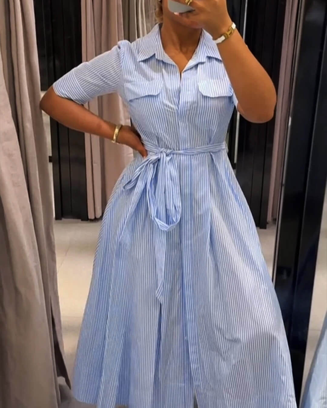 Robe longue Liv rayée à col lacé