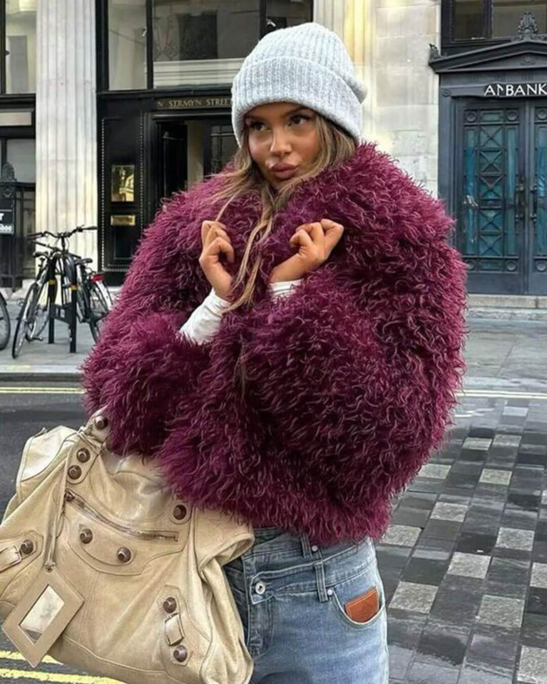 Manteau douillet en fausse fourrure Liza