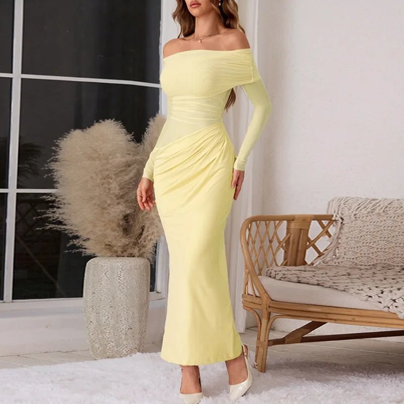 Robe longue Lizy en résille à manches longues