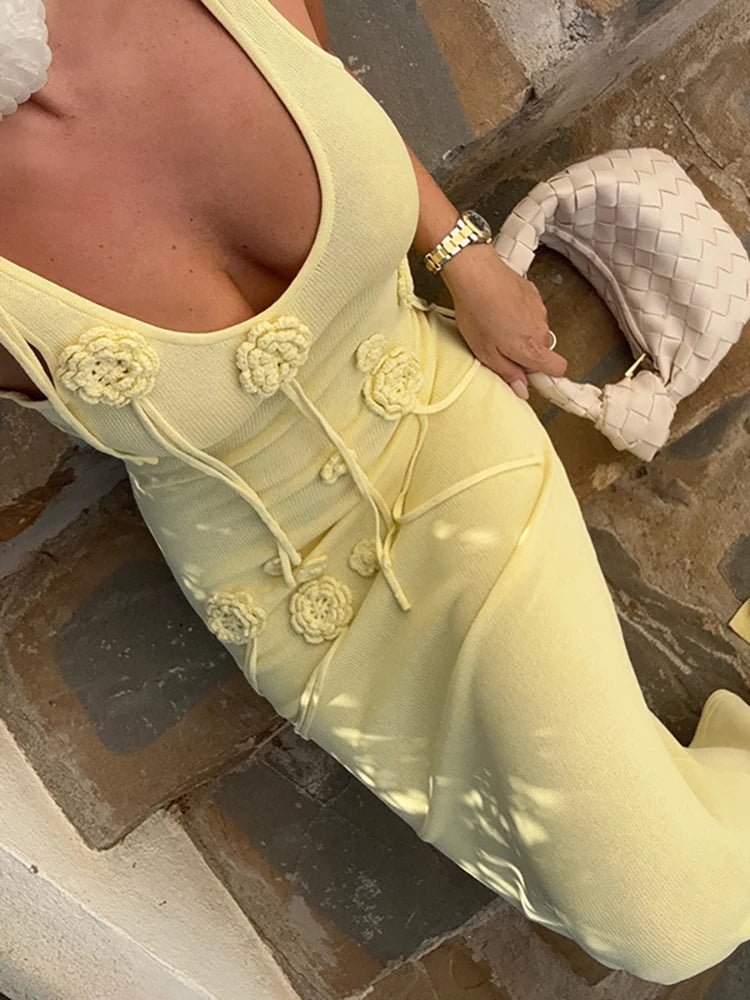 Robe de vacances Lola en maille à fleurs 3D