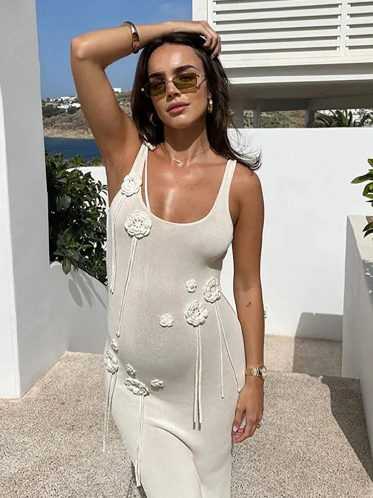 Robe de vacances Lola en maille à fleurs 3D