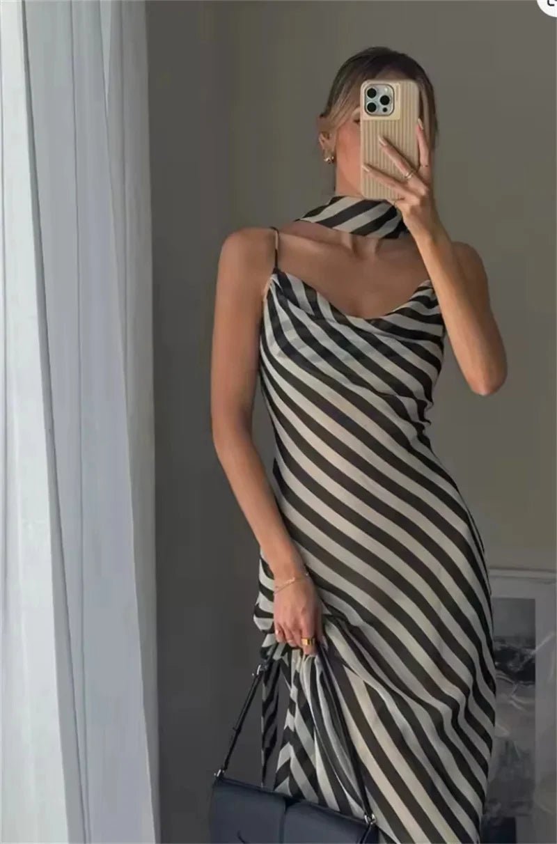 Robe longue façon foulard rayée Lola