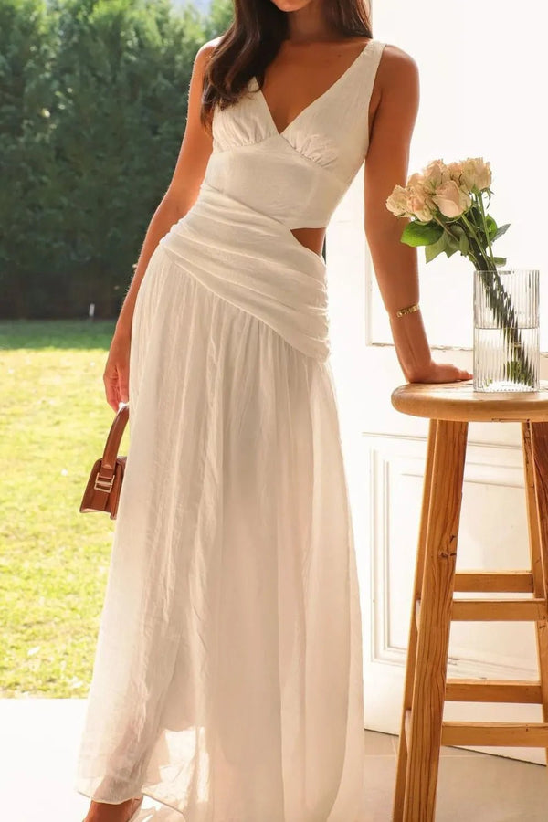 Robe longue Lolita froncée à découpes