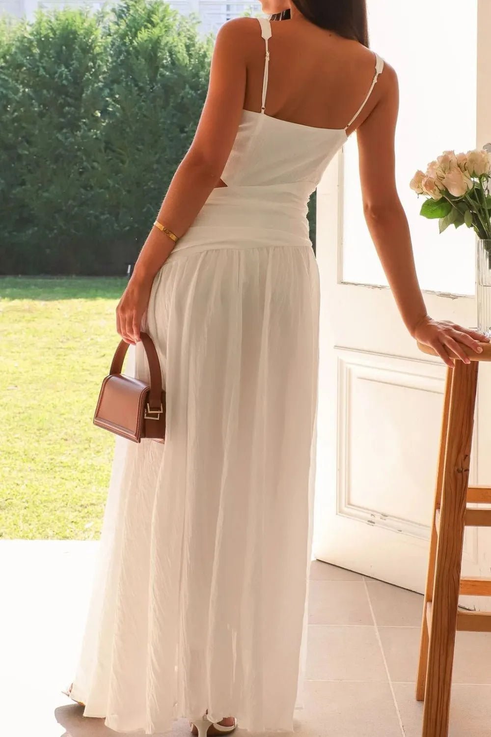 Robe longue Lolita froncée à découpes