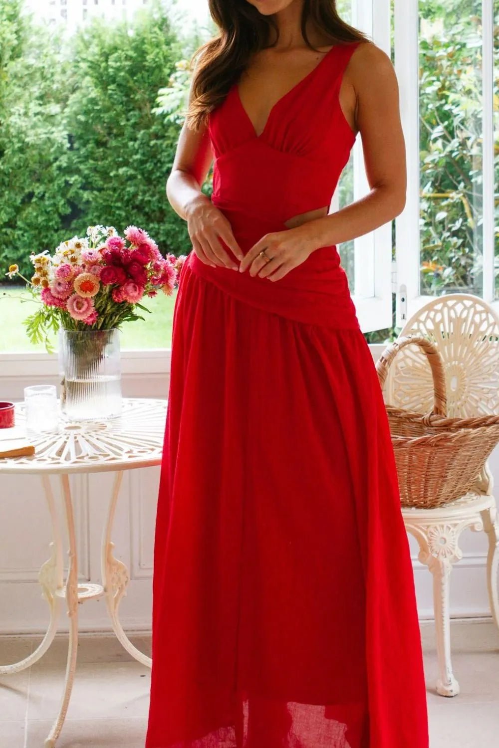 Robe longue Lolita froncée à découpes