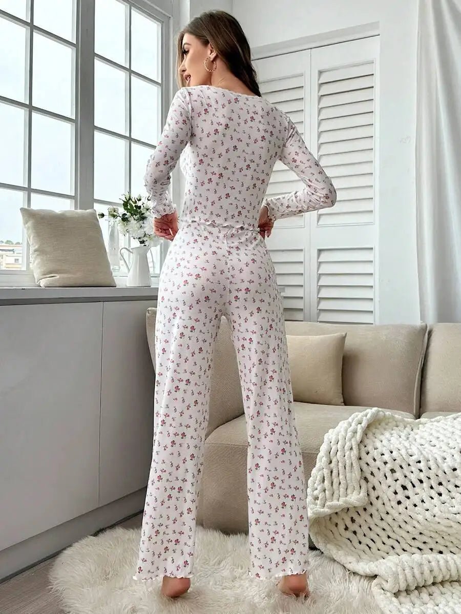 Ensemble de pyjama fleuri à manches longues