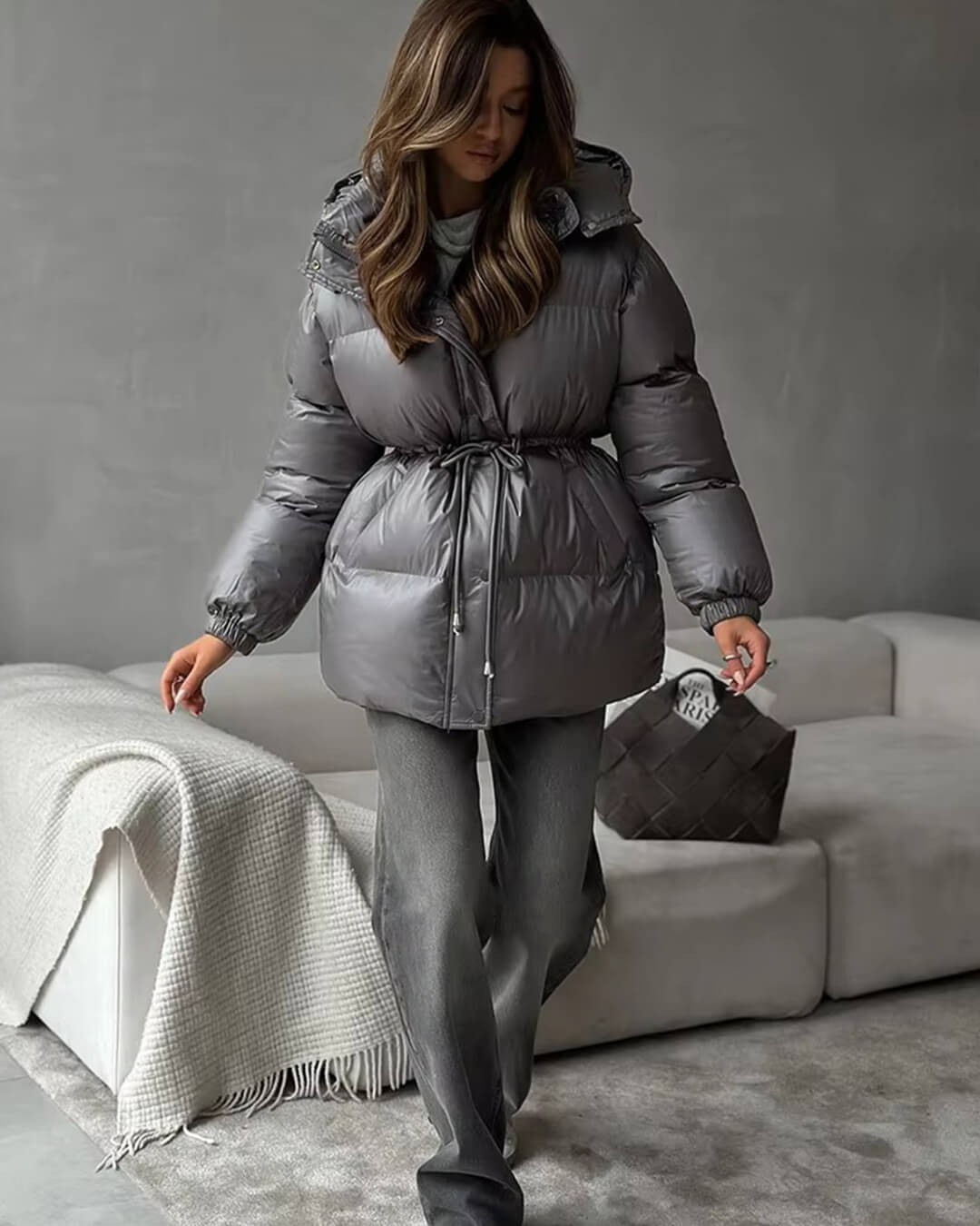 Manteau matelassé Lorie à capuche et cordon de serrage