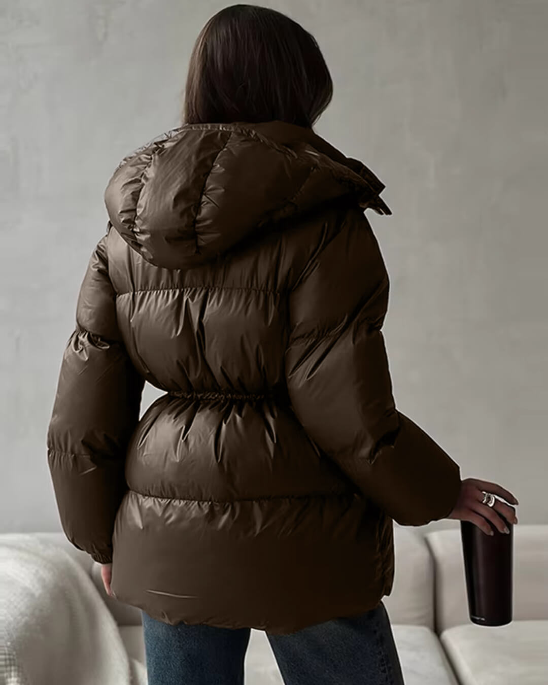 Manteau matelassé Lorie à capuche et cordon de serrage