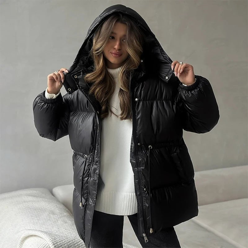 Manteau matelassé Lorie à capuche et cordon de serrage