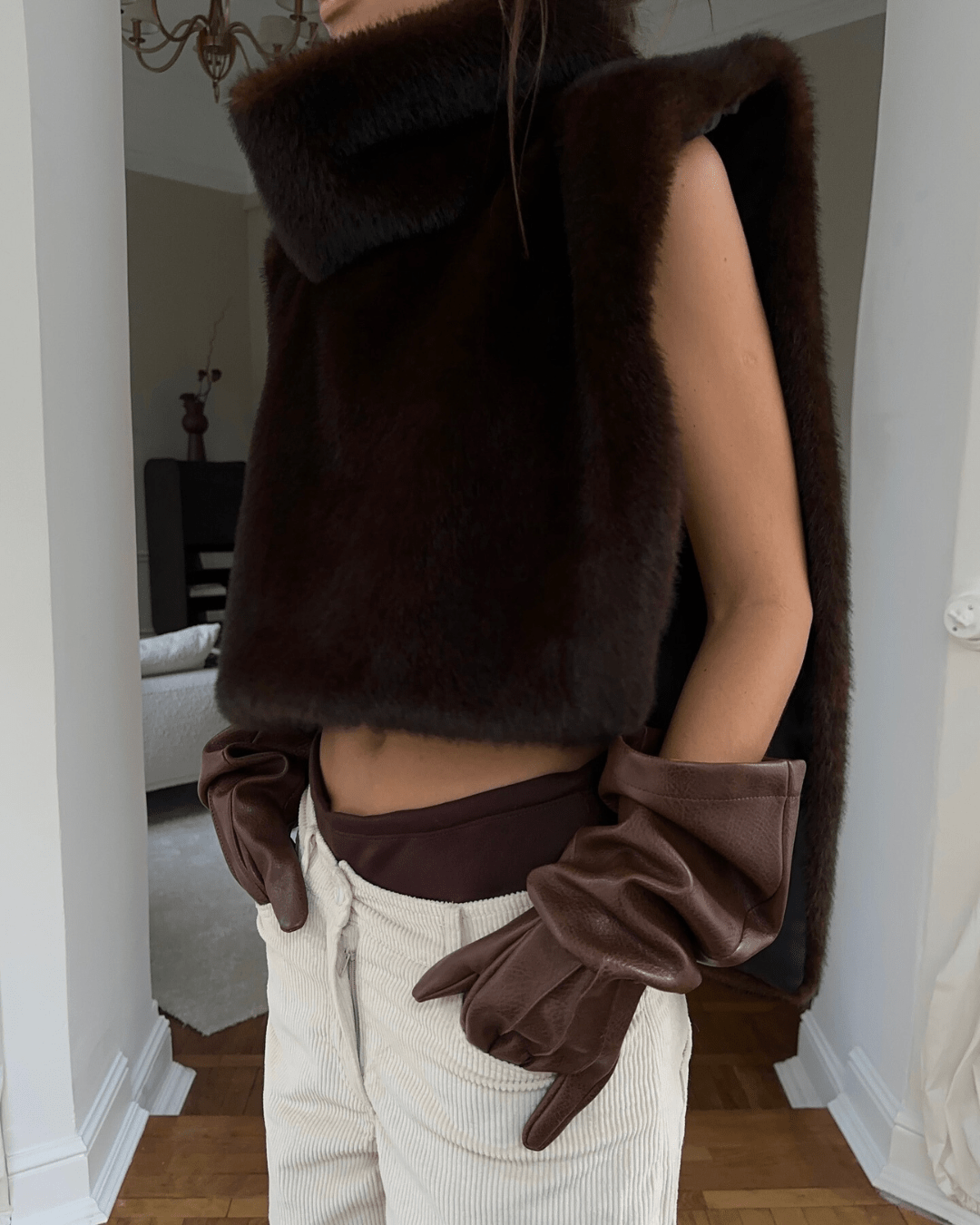 Gilet à col roulé en fausse fourrure Lorna