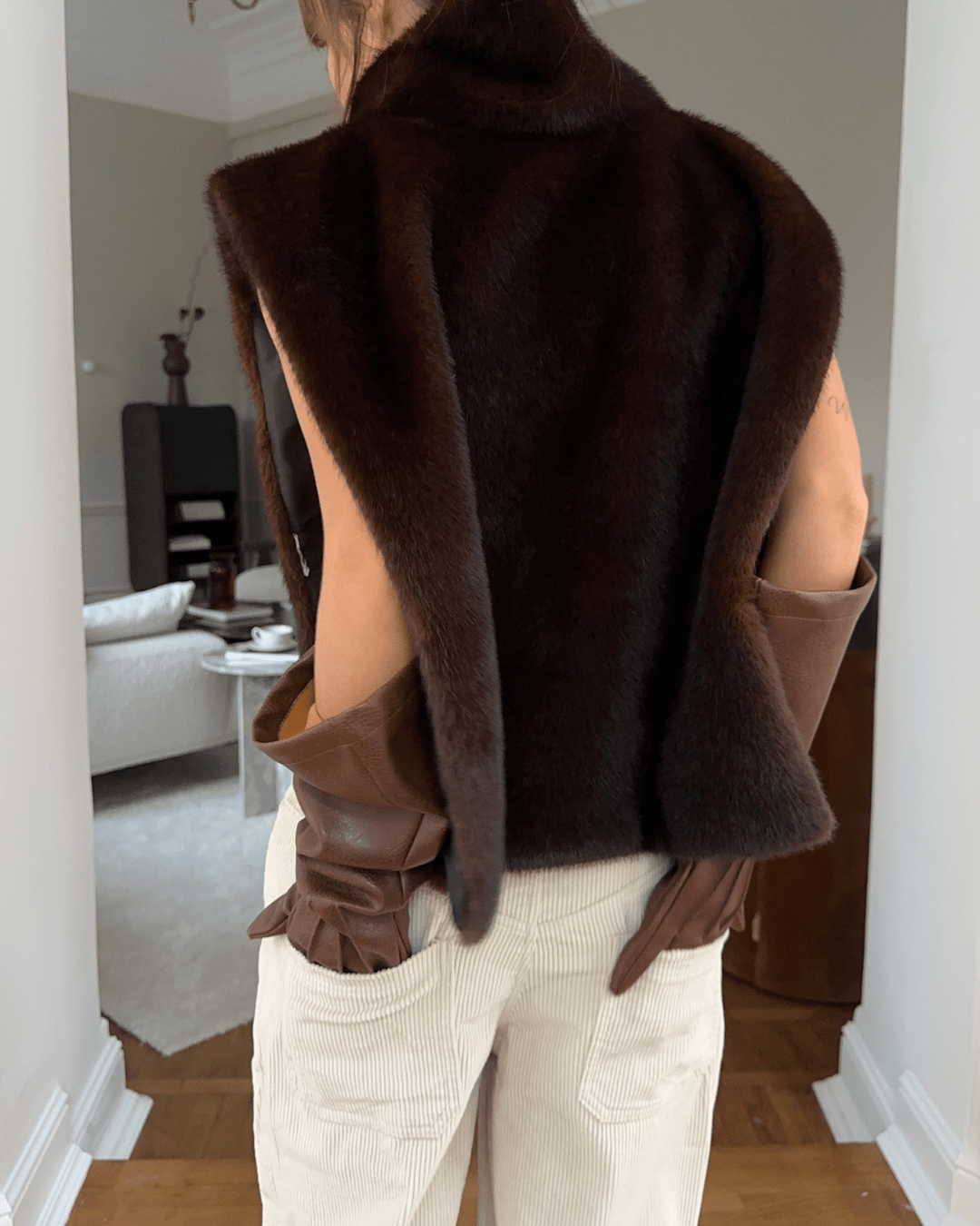 Gilet à col roulé en fausse fourrure Lorna