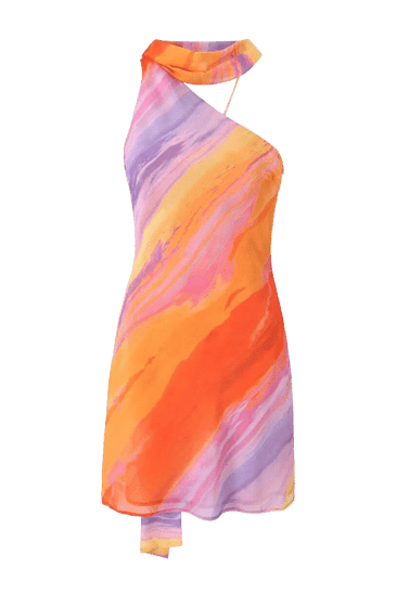 Robe courte asymétrique à finition satinée Lotte