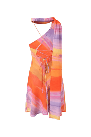 Robe courte asymétrique à finition satinée Lotte