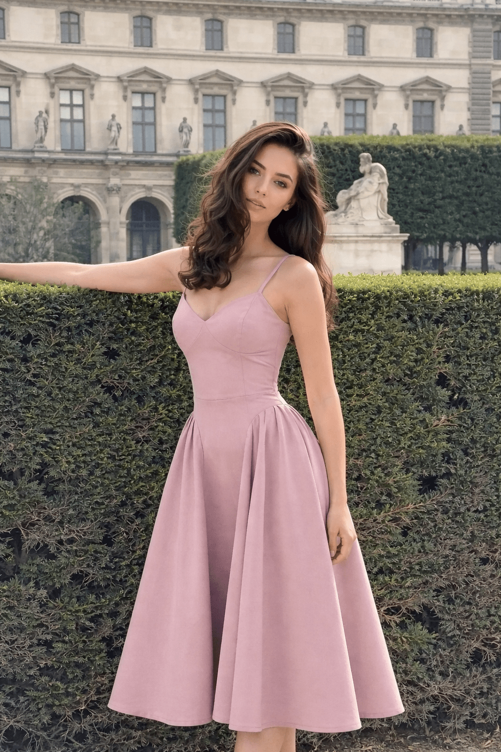 Robe midi Luciana à bretelles et corsage