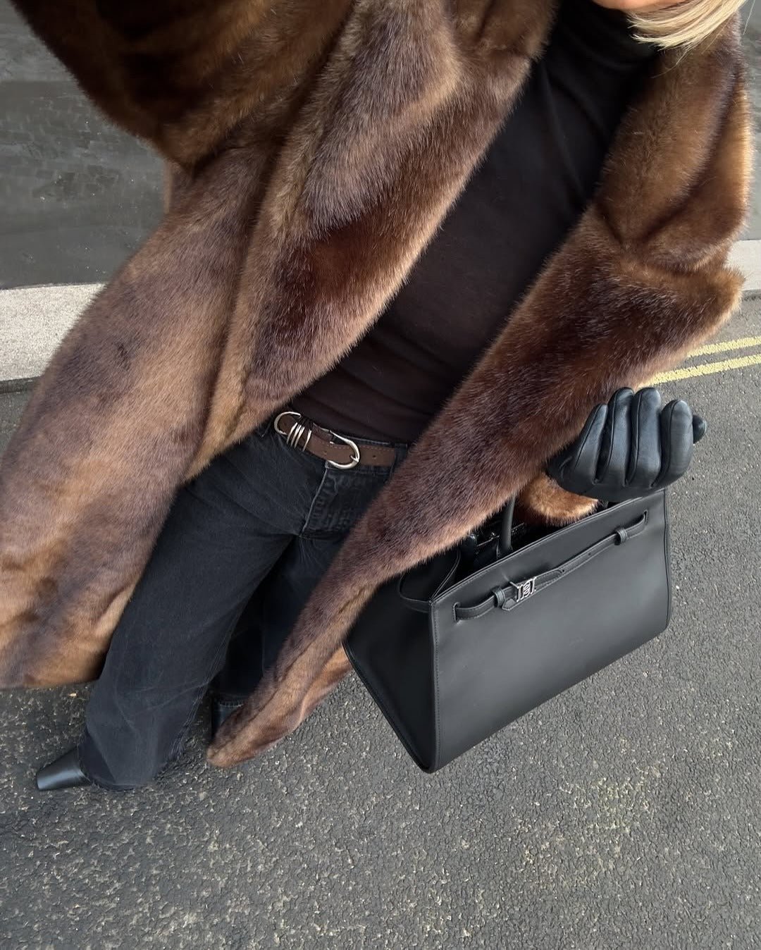 Manteau long en fausse fourrure Lucie