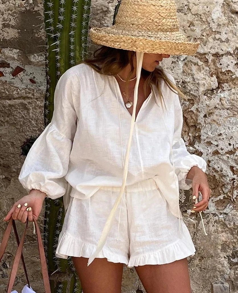 Ensemble Luna à manches longues et short à volants