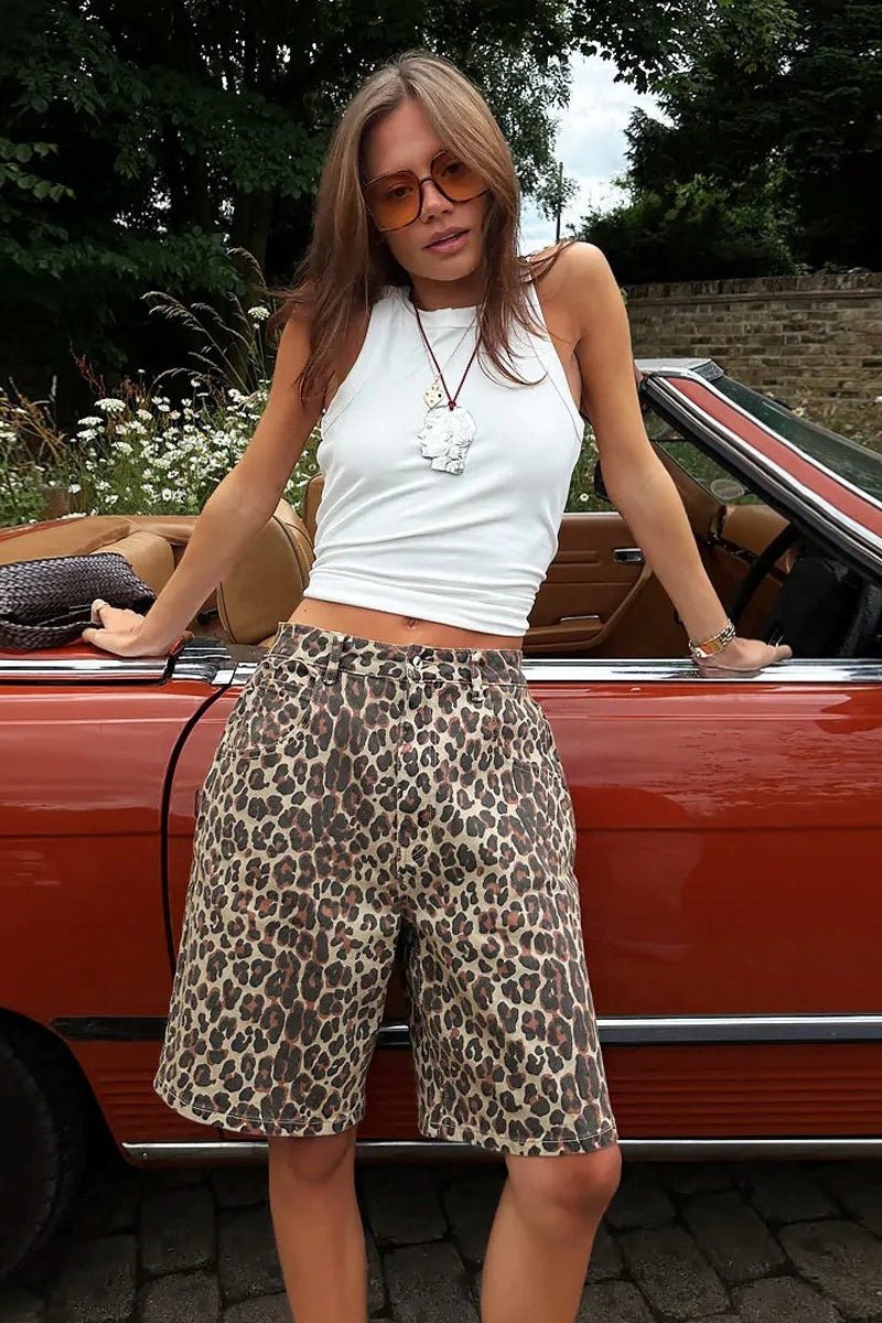 Lyric Leopard Print Cotton Shorts