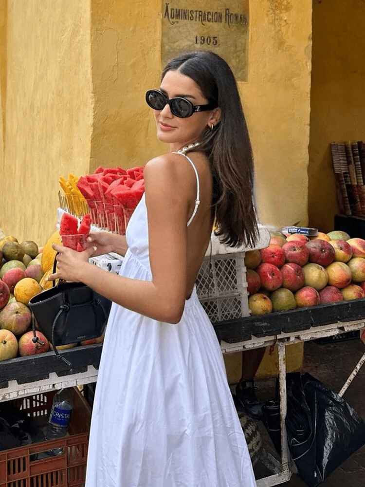 Robe longue dos nu à encolure très plongeante Maartje