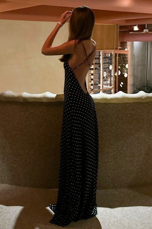 Madeline Polka Dot Backless Maxi Dress